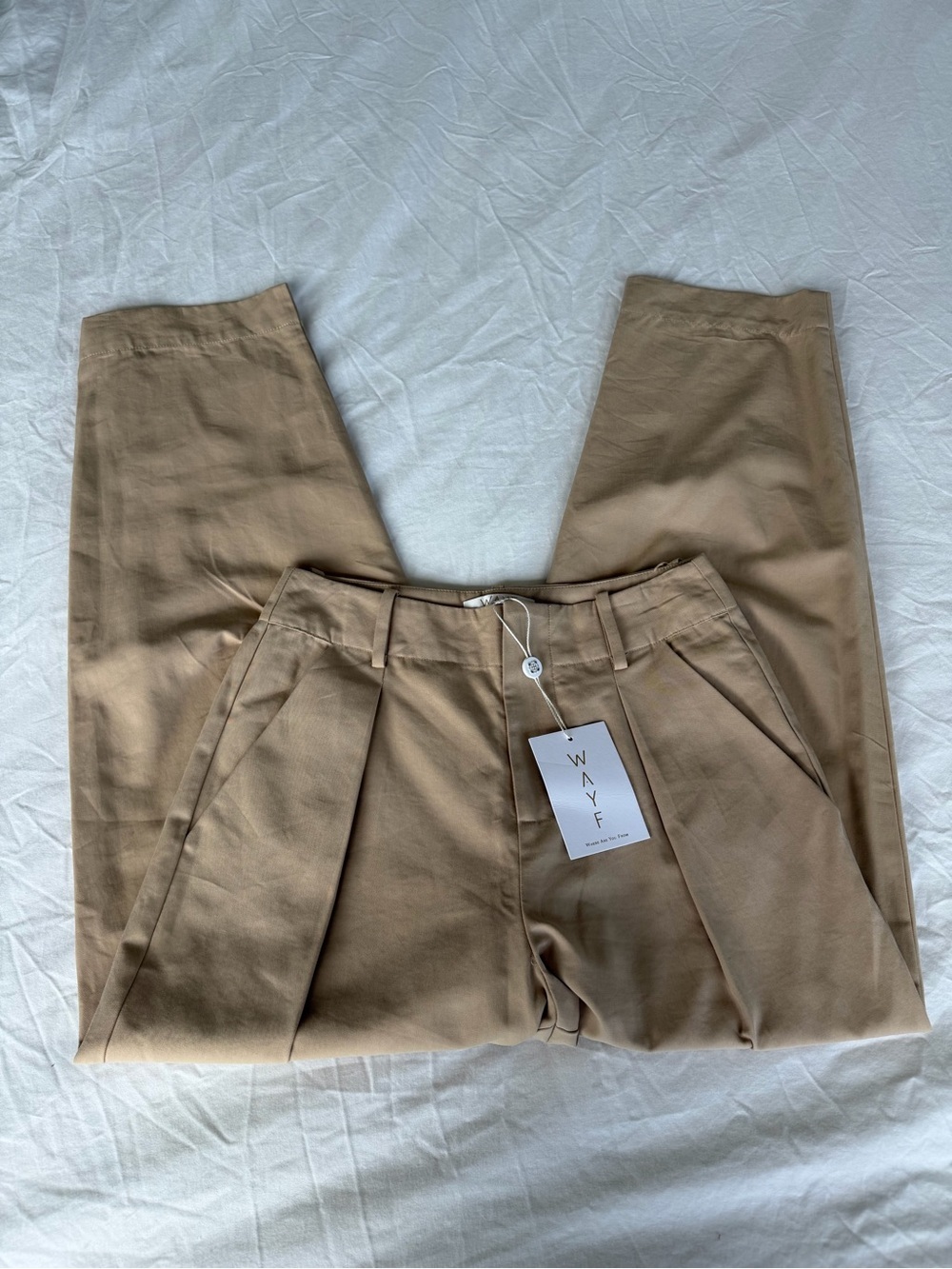 WAYF Tapered Khaki Trousers - Picture 2 of 5